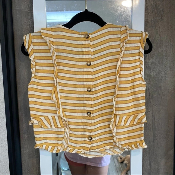 Zara Striped Ruffle Cropped Blouse - Picture 6 of 6